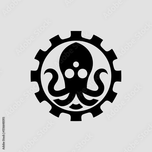 Octopus with clockwork tentacles vector illustration