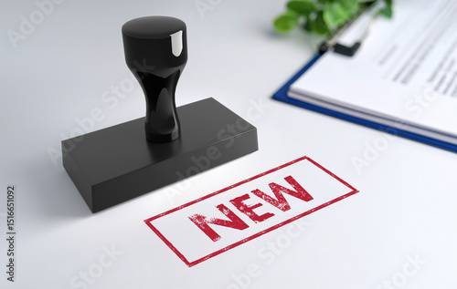 Foto Stamp with New text - 3D Illustration