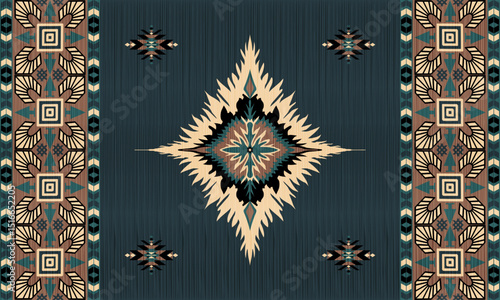 American tribal ethnic native pattern.Traditional Navajo,Aztec,Apache,Southwest and Mexican style fabric pattern.Abstract vector motifs pattern.For fabric,clothing,blanket,carpet,woven,wrap,decoration
