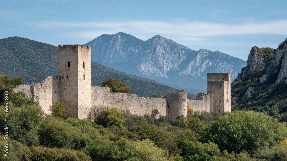 breathtaking view of ancient fortress standing tall against clear blue sky breathtaking view of ancient fortress standing tall against clear blue sky