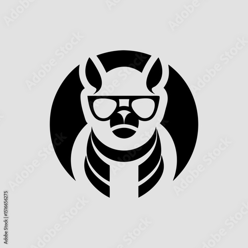 Cool alpaca with eyewear and scarf vector illustration