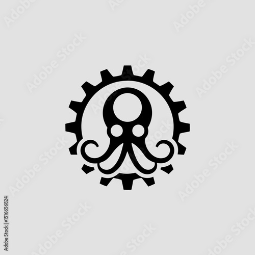 Octopus with intricate steampunk tentacles vector illustration
