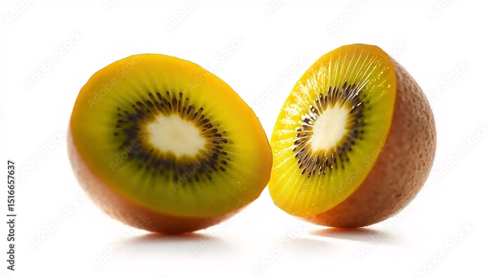 Golden kiwi halves shine bright Golden kiwi halves shine bright