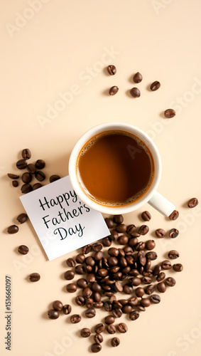 Happy Father's Day Coffee: A heartwarming image of a cup of coffee, coffee beans, and a heartfelt message.