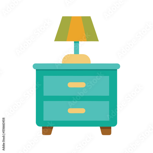 Nightstand with Lamp – with white background