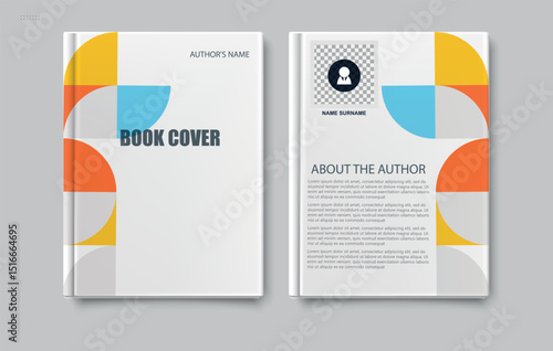 Editable Book Cover Template. Professional book cover and back cover design template with colorful geometric elements. Editable layout ideal for authors, publishers, and designers