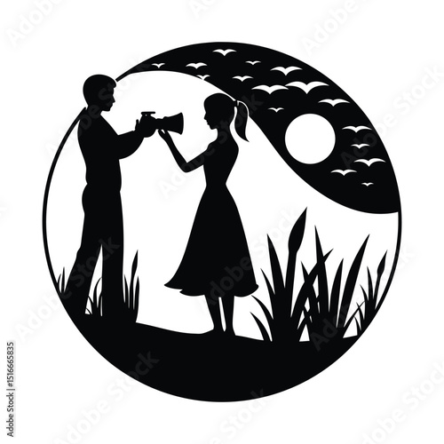 sunset photoshoot vector silhouette