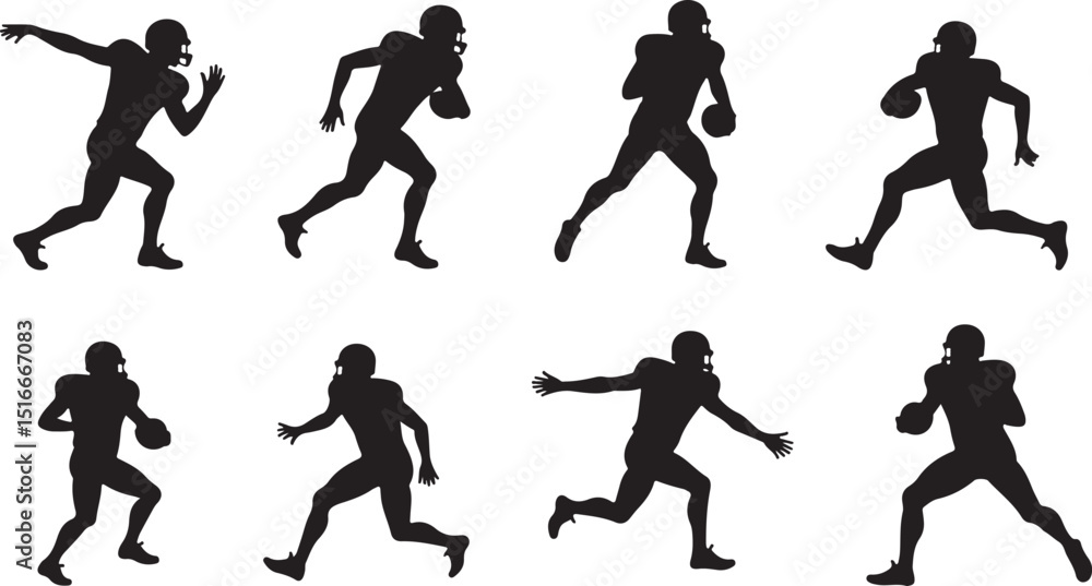 American football player silhouette vector. American football player silhouette vector.