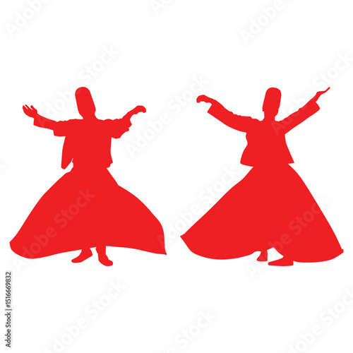 Turkish dancer mevlevis hands high silhouette Vectore