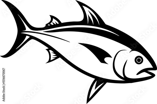 Amberjack Fish Vector Illustration Detailed saltwater predatory fish design suitable for marine life graphics and fishing themed artwork projects and commercial use
