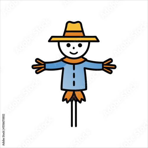 Scarecrow hand drawn outline doodle logo vector illustration isolated on white background