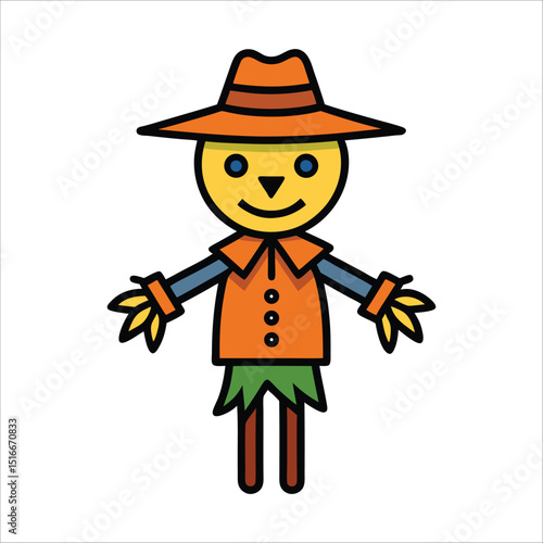 Scarecrow hand drawn outline doodle logo vector illustration isolated on white background