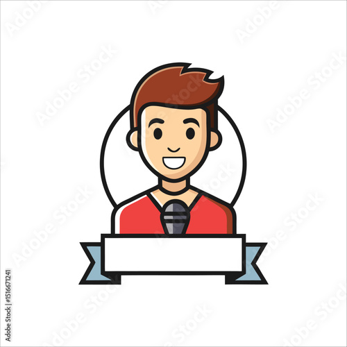 Singer line logo vector illustration isolated on white background