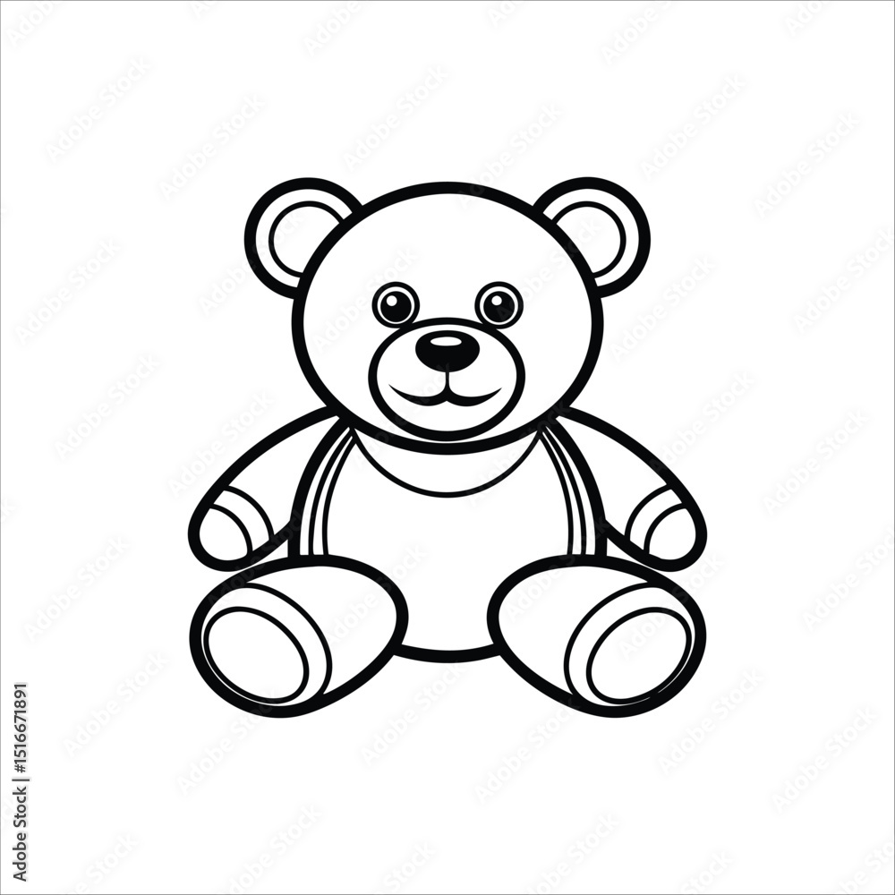 Fototapeta premium Sweet teddy bear coloring activity for kids logo vector illustration isolated on white background