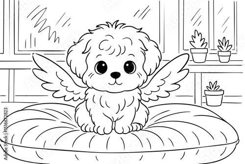 Adorable Fluffy Puppy with Angel Wings