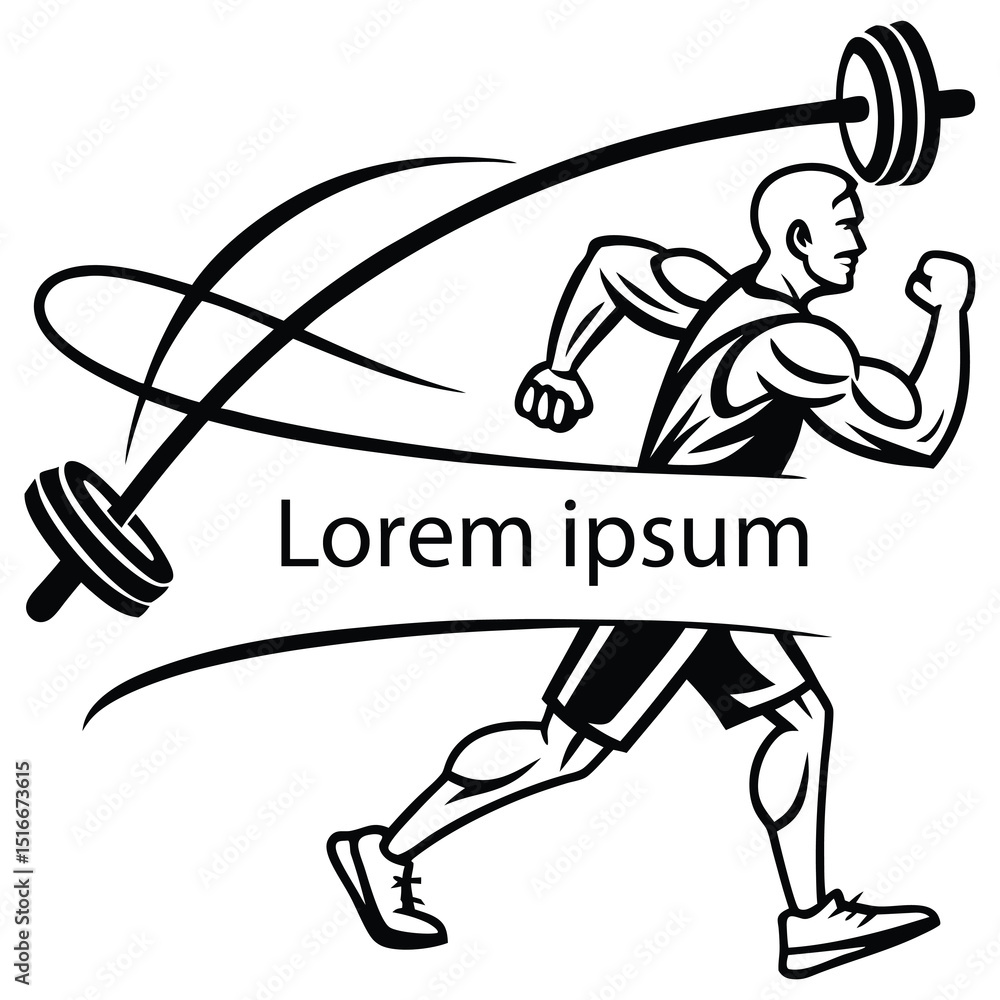 Fototapeta premium Fitness Logo Design with Dumbbell and Muscle Icon