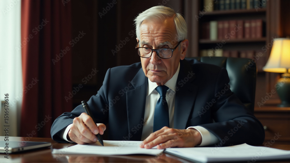 Senior Executive Reviewing Documents