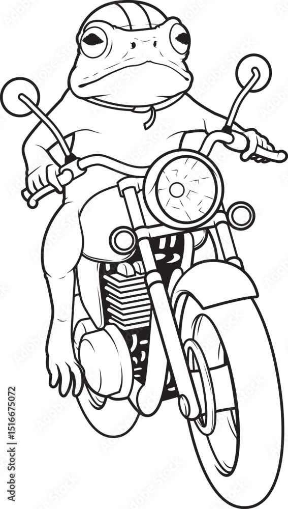 Fototapeta premium Frog Motorcycle Animal Vector Graphic Art Illustration