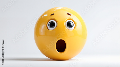 3D Emoji with Surprised Expression on White Background
