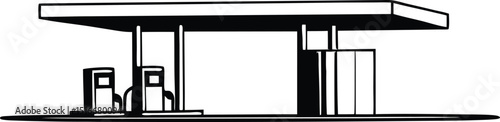Minimalist Fueling Station Set Of Silhouette Vector ,set of black and white silhouettes