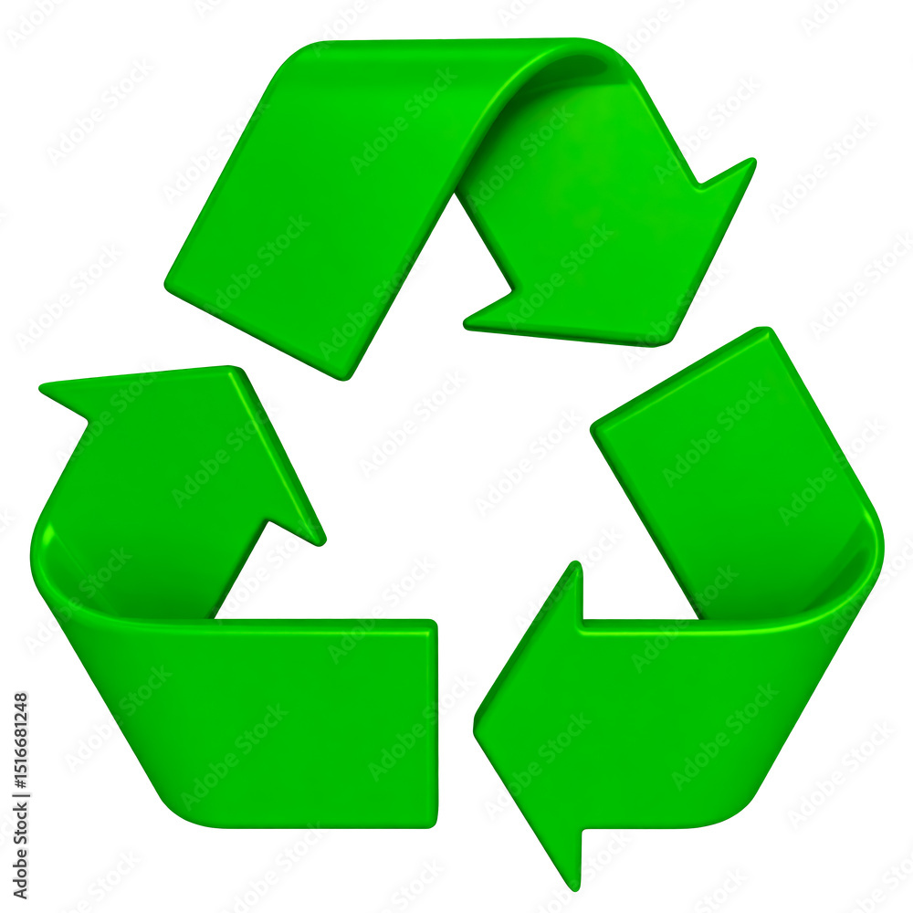 Fototapeta premium green recycle icon isolated on transparent png clipping