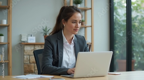 businesswoman working on laptop