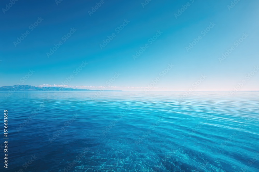 Fototapeta premium vast horizon over tranquil sea under clear sky highlighting nature simplicity