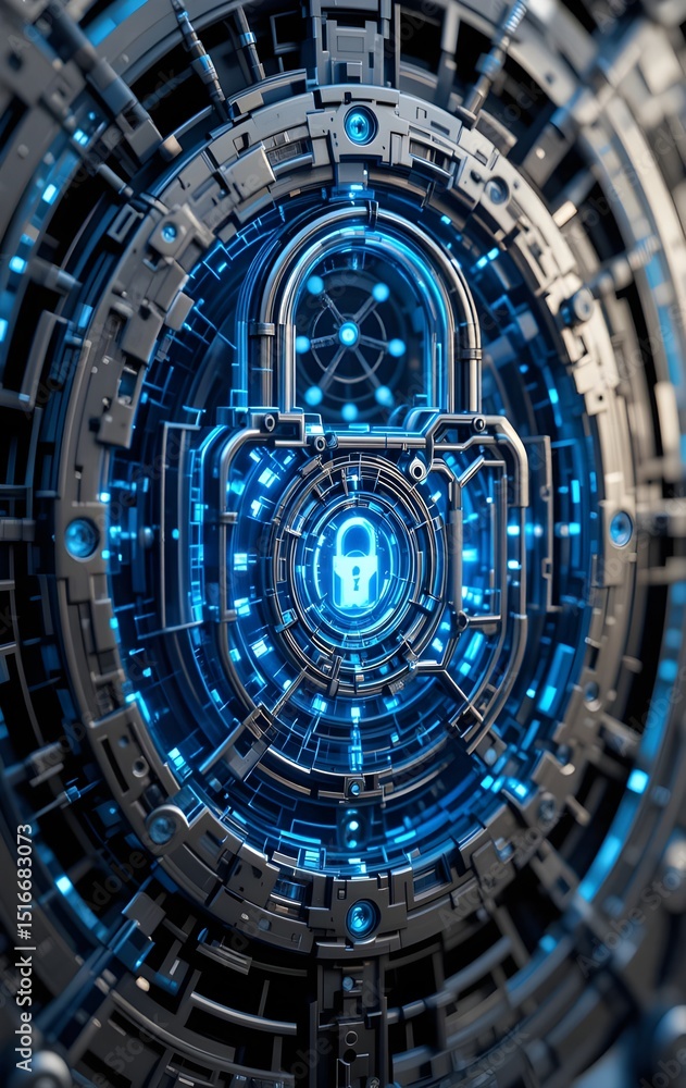 Fototapeta premium Intricate Digital Lock: Abstract Data Encryption Visualized