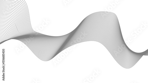 Abstract wave element for design. Digital frequency track equalizer. Stylized line art background. Vector illustration. Wave with lines created using blend tool. Curved wavy line, smooth stripe.