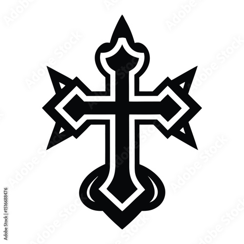 a flash tattoo design of a Russian orthodox cross.