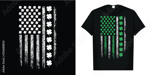 American Flag Shamrocks St Patricks Day Vintage Irish USA T-Shirt