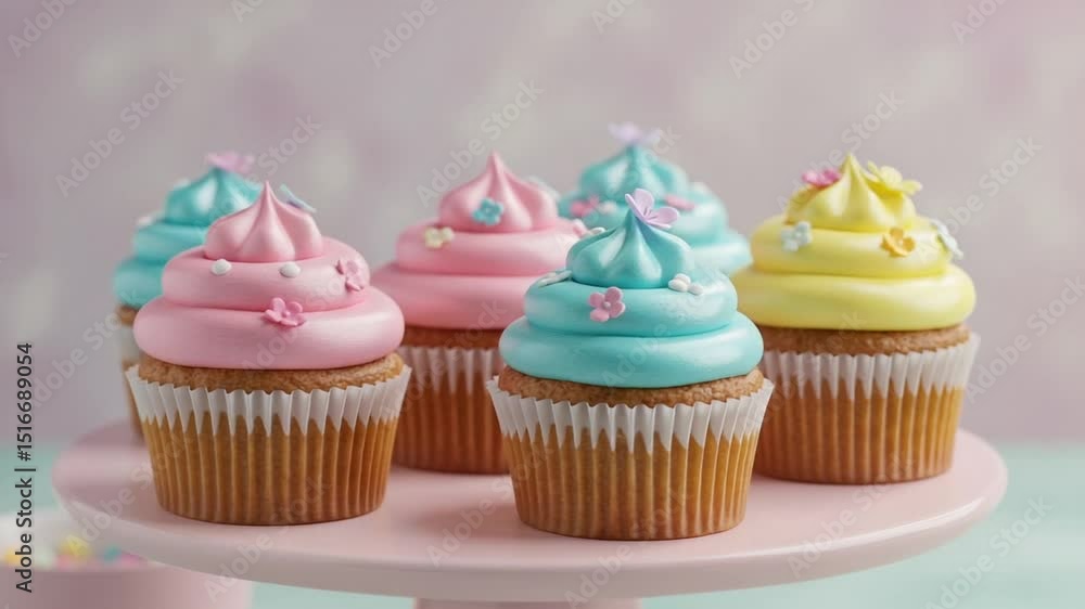 Pastel Cupcakes with Buttercream Frosting and Sprinkles Pastel Cupcakes with Buttercream Frosting and Sprinkles
