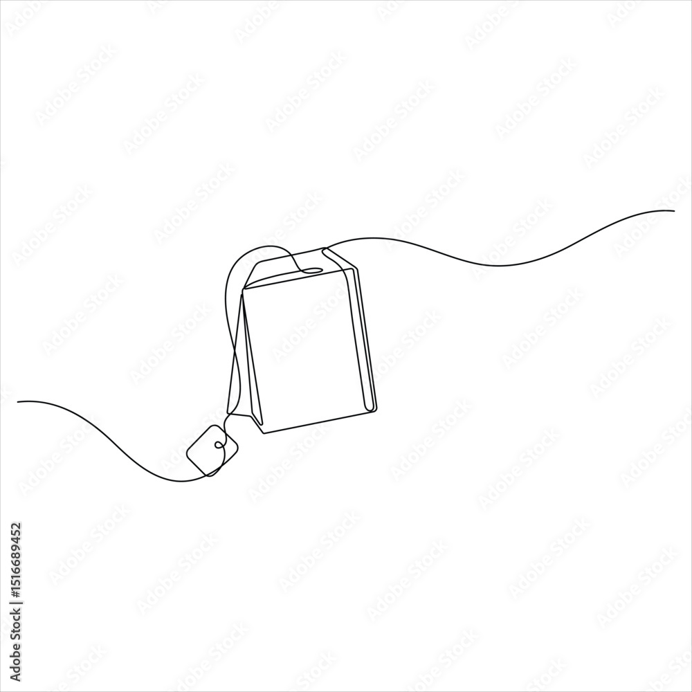 Obraz premium Continuous Line Illustration of a paper Tea bag Warm Herbal Drink for a Refreshing Morning