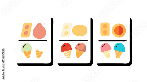 vector illustration of a set of ice cream