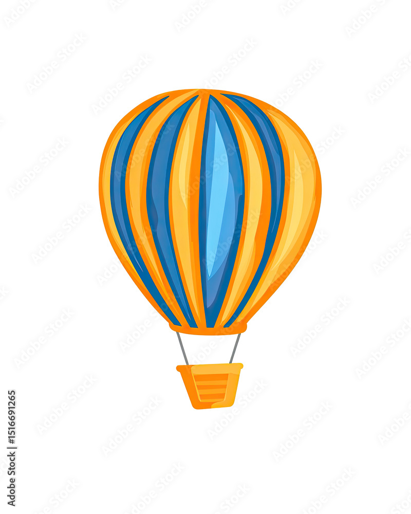 Naklejka premium Vibrant orange and blue hot air balloon