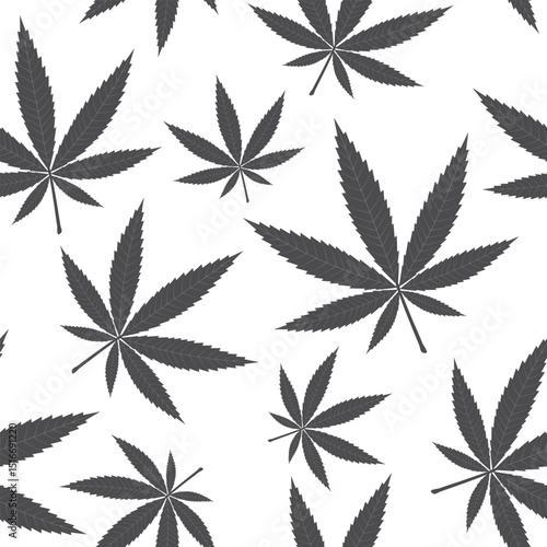 Marijuana seamless pattern. Cannabis background. Natural product of organic hemp.