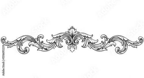 Vintage baroque ornament. Black flourish divider for invitations and certificates.