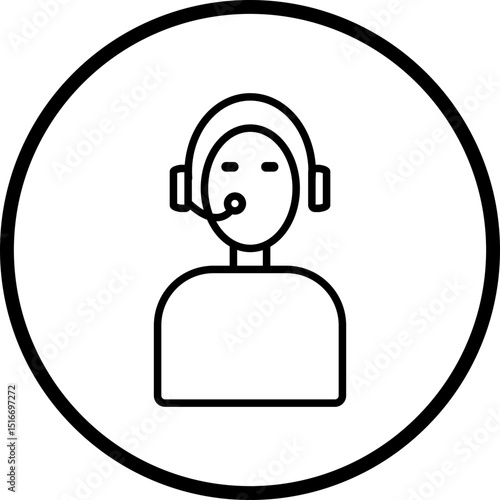 Telemarketer Line Icon Style