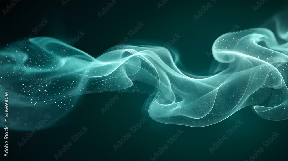 Fototapeta premium Elegant, flowing smoke with a soft turquoise hue, creating a dreamy and ethereal atmosphere full of magic and mystery.