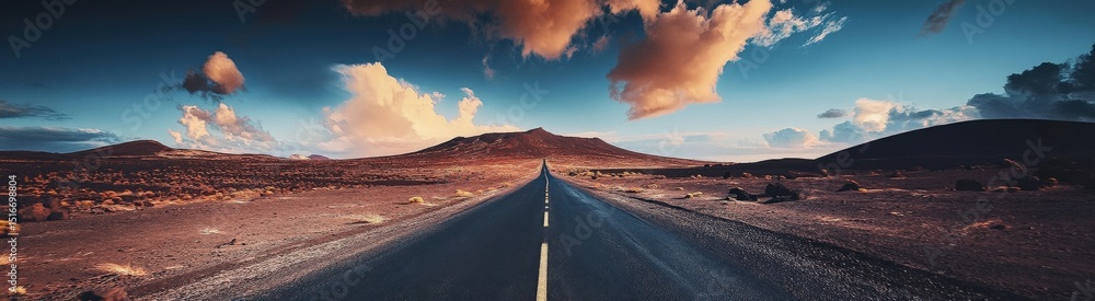 Naklejka premium Endless Road Under a Dramatic Sky