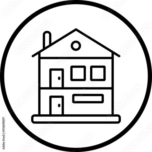 Bungalow Line Icon Style