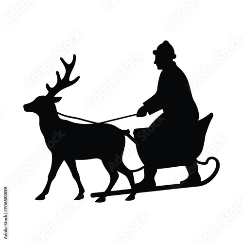 riding reindeer sleigh silhouette