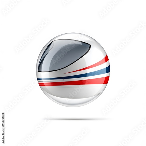 High-tech spherical shuttle capsule for virtual transit, red white blue minimal design in futuristic vector style Free Download High-tech spherical shuttle capsule for virtual transit, red white blue minimal design in futuristic vector style - GFXLoad