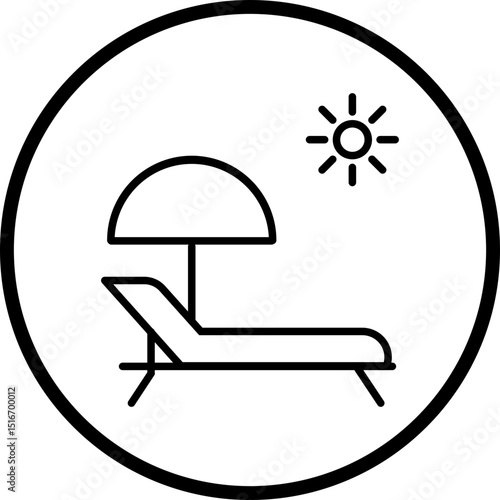 Sun Bed Line Icon Style