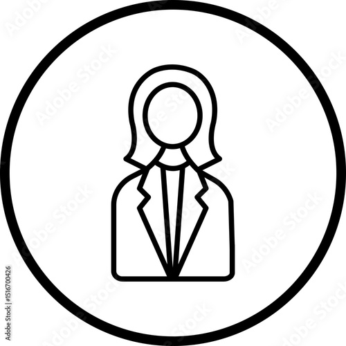 Lady Lawyer Line Icon Style
