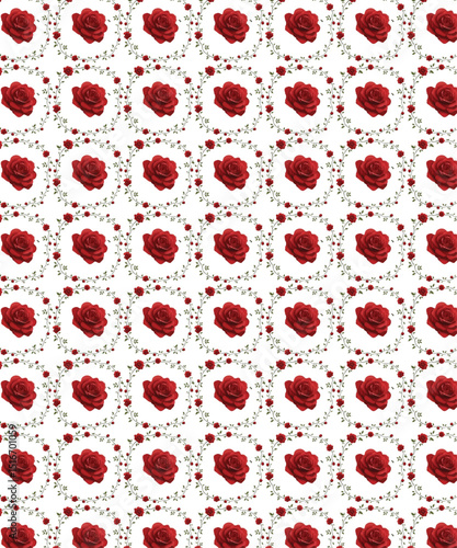 seamless pattern with red flowers