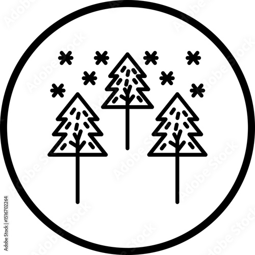 Snow Forest Line Icon Style