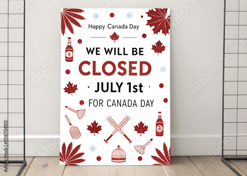 Canada Day Closure Announcement for July 1st with Festive Design