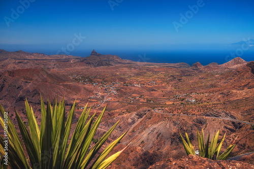 Stunning view from Serra Malagueta, Santiago Island, Cape Verde – overlooking lush valleys, rugged peaks, and the distant Atlantic Ocean in a dramatic tropical landscape