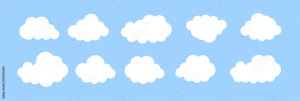 Set of cartoon cloud in a flat design. White cloud. Vector Set of cartoon cloud in a flat design. White cloud. Vector